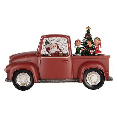 Clayre & Eef Weihnachtsdekoration mit LED-Beleuchtung und Musik Auto 28x12x15 cm