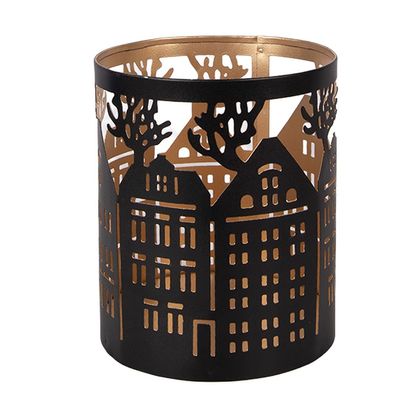 Clayre & Eef Teelichthalter Ø 11x13 cm Braun Metall (Gr. Ø 11x13 cm)