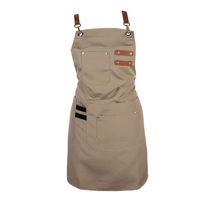 Clayre & Eef Küchenschürze 75x66 cm Beige Polyester (Gr. 75x66 cm)