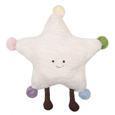 Clayre & Eef Dekokissen Stern Ø 50x14 cm Weiß Polyester (Gr. Ø 50x14 cm)