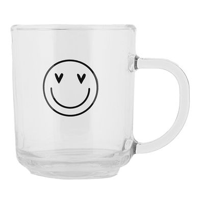 Clayre & Eef Teeglas 200 ml Transparant Glas smile (Gr. 11x8x9 cm / 200 ml)