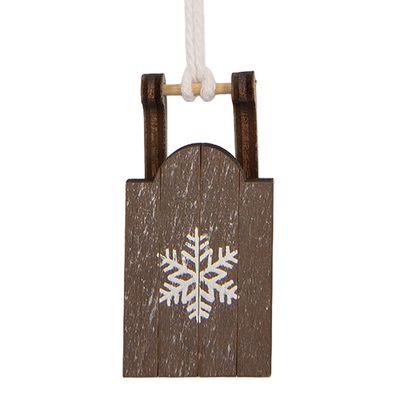 Clayre & Eef Weihnachtsanhänger Schlitten 3x2x6 cm Braun Holz (Gr. 3x2x6 cm)