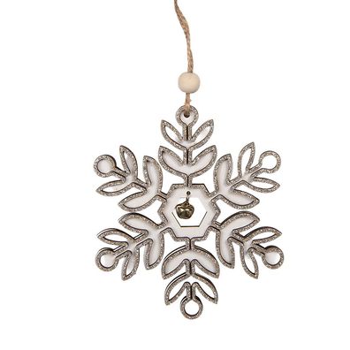 Clayre & Eef Weihnachtsanhänger Schneeflocke 11x1x11 cm Weiß Holz (Gr. 11x1x11 cm)