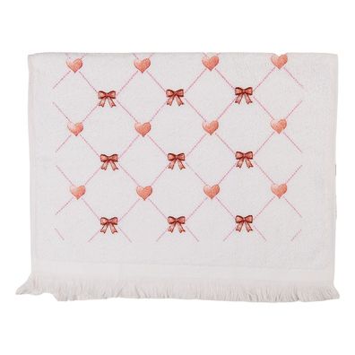 Clayre & Eef Gästehandtuch 40x66 cm Weiß Baumwolle (Gr. 40x66 cm)