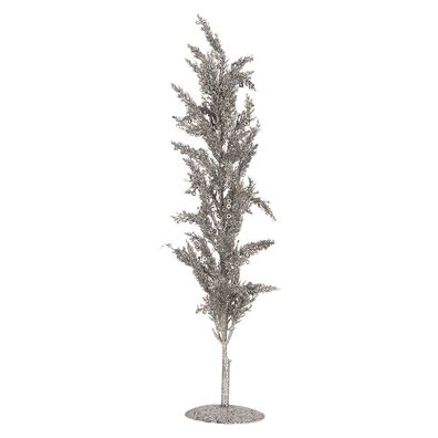 Clayre & Eef Dekoration Baum 12x12x60 cm Silberfarbig Kunststoff (Gr. 12x12x60 cm)