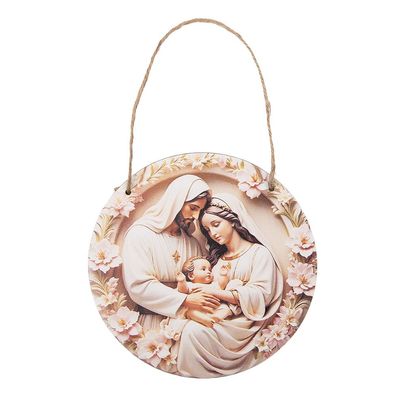 Clayre & Eef Weihnachtsanhänger Ø 15x1 cm Beige Holz (Gr. Ø 15x1 cm)