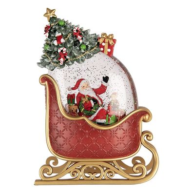 Clayre & Eef Weihnachtsdekoration mit LED-Beleuchtung und Musik Schlitten 17x9x25 cm