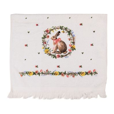 Clayre & Eef Gästehandtuch 40x66 cm Weiß Baumwolle (Gr. 40x66 cm)