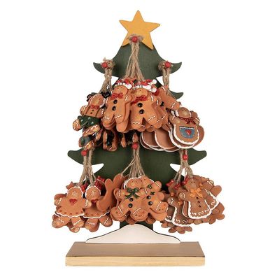 Clayre & Eef Auslage Pfefferkuchenmann 30x15x47 cm Grün Holz (Gr. 30x15x47 cm)