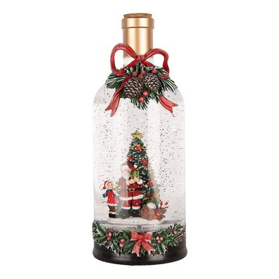 Clayre & Eef Weihnachtsdekoration mit LED-Beleuchtung und Musik Flasche Ø 12x30 cm