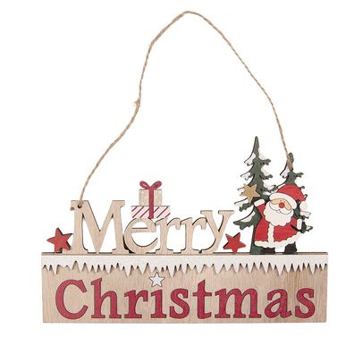 Clayre & Eef Weihnachtsanhänger 22x1x14 cm Beige Holz (Gr. 22x1x14 cm)