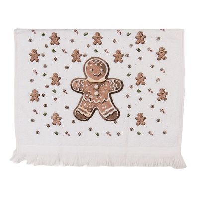 Clayre & Eef Gästehandtuch 40x66 cm Weiß Baumwolle (Gr. 40x66 cm)