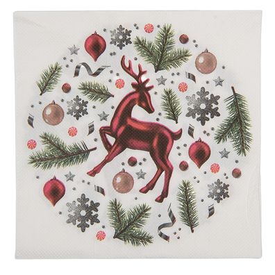 Clayre & Eef Servietten Papier 20er Set 33x33 cm Weiß Papier (Gr. 33x33 cm (20))