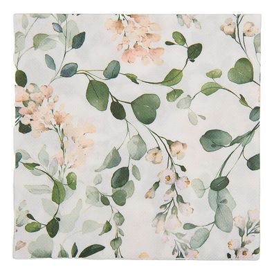 Clayre & Eef Servietten Papier 20er Set 33x33 cm Weiß Papier (Gr. 33x33 cm (20))