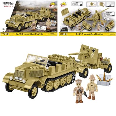 COBI 3143 Historical Collection WW2 Sd. Kfz.8 Towing + 8.8 cm Flak 36 (1:35)