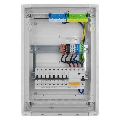 Sicherungskasten Hager Unterputz 8xMCB 1xRCCB verdrahtet Verteilerschrank VDE