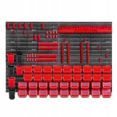 KADAX Werkstattwandregal, Wandplatten, 116 x 78 cm, Rot, 83 tlg