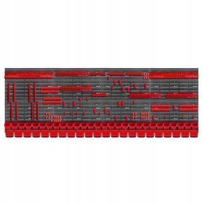 KADAX Werkstattwandregal, Wandplatten, 232 x 78 cm, Rot, 140 tlg