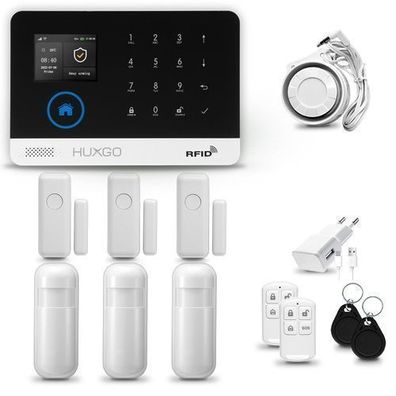 Alarmanlage fürs Haus Set mit Sirene, 3x Bewegungssensor, 3x Fensteralarm HXA003 2G
