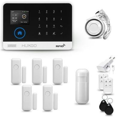 Funk Alarmanlage Set WiFi+GSM 4G mit Sirene | Alarm System mit 5x Tür- Fenstersensor