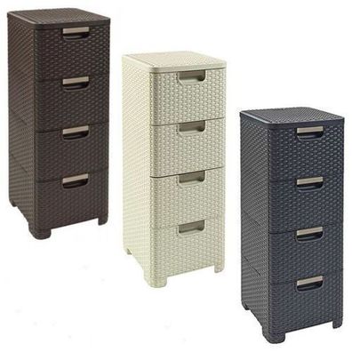 Schubladenregal Schubladen Curver Ribbon Rattan Korb Kommode Regal Rattanoptik