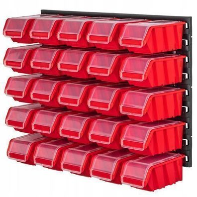 KADAX Werkstattregal, Werkzeugwandregal aus Kunststoff, 58x39 cm, Rot, 25 Stück