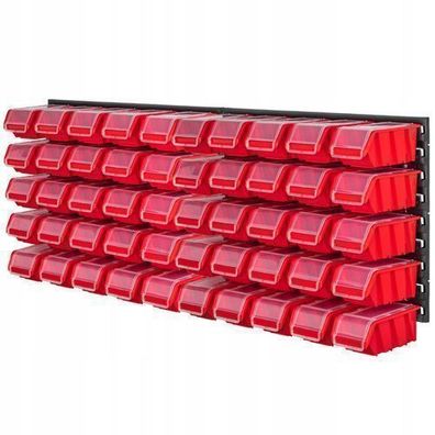 KADAX Werkstattwandregal, Wandplatten, 116 x 39 cm, Rot, 50 tlg