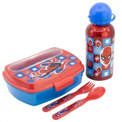 STOR Spiderman Midnight Flyer - Gift Box (Sandwich Box, Trinkflasche, Besteck)