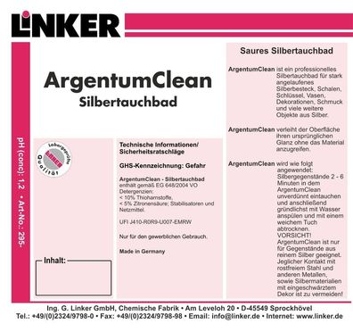 10,1 Liter Silbertauchbad ArgentumClean Linker Chemie