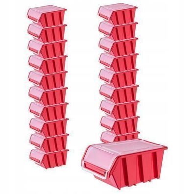 KADAX Stapelkiste mit Deckel, aus PP Kunststoff, 195 x 120 mm, Rot, 20 Stück