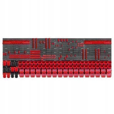 KADAX Werkstattwandregal, Wandplatten, 232 x 78 cm, Rot, 176 tlg