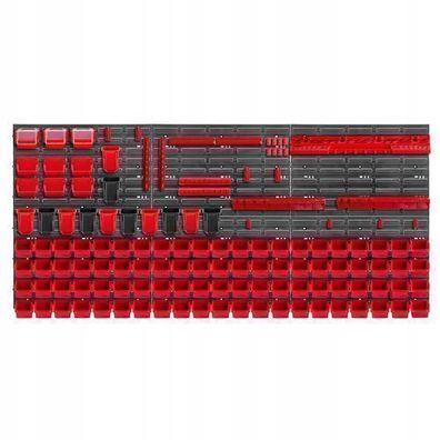 KADAX Werkstattwandregal, Wandplatten, 174 x 78 cm, Rot, 130 tlg
