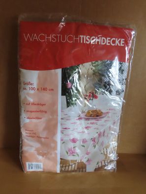 Tischdecke Tischwäsche Tischtuch Wachstuch Decke PVC mit rosa Blumen 100x140cm