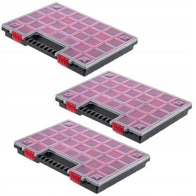 KADAX Organizer, Werkzeugkasten aus Kunststoff, mit Deckel, 40 x 30 cm, 3 Stück