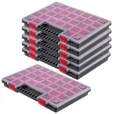 KADAX Organizer, Werkzeugkasten aus Kunststoff, mit Deckel, 40 x 30 cm, 6 Stück