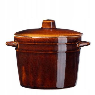 KADAX Steinzeugtopf, Keramiktopf mit Seitengriffen und Deckel, 6L