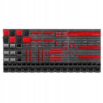 KADAX Werkstattwandregal, Wandplatten, 174 x 78 cm, Rot und Schwarz, 100 tlg
