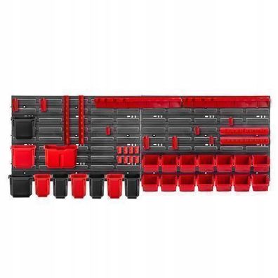 KADAX Werkstattwandregal, Wandplatten, 116 x 39 cm, Rot, 46 tlg