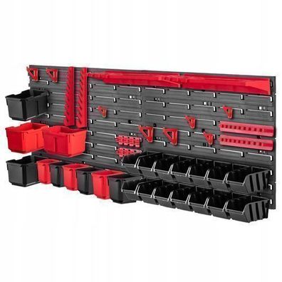 KADAX Werkstattregal, aus Kunststoff, 116x39 cm, Schwarz und Rot, 45 Stück