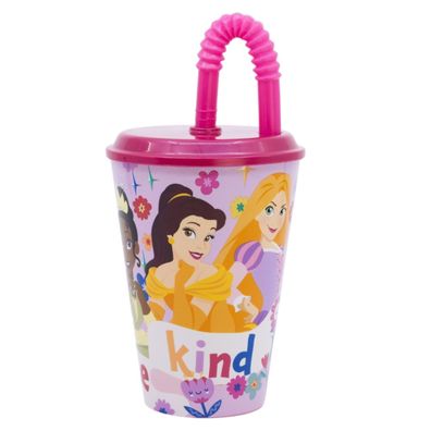 Disney Princess Trinkbecher 430 ml mit Deckel und Strohhalm