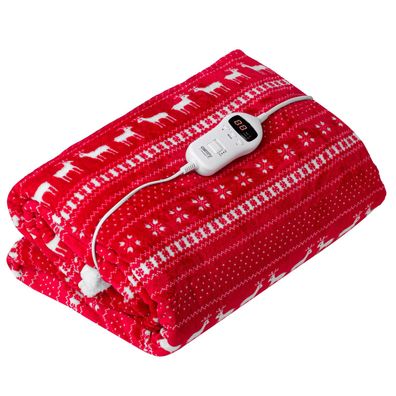 Camry CR 7441 Elektrische Heizdecke 160 x 180 cm - 10 Heizstufen, 120 W, Rot-Weiß