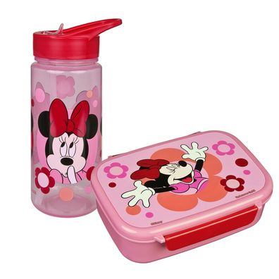 Disney Minnie Mouse Kinder Lunch Set rosa Brotdose Trinkflasche Pausenbox Set für