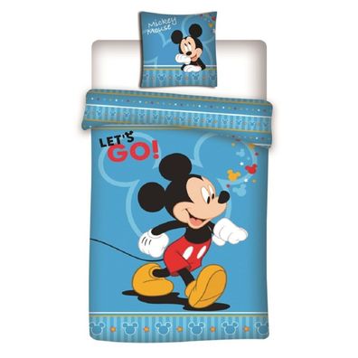 Disney Mickey Bettwäsche-Set 140x200 cm Microfaser Bettbezug und 63x63 cm Kissenbezug