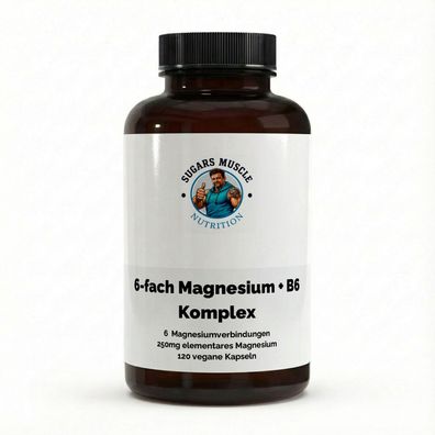 Magnesium 6-fach Komplex + B6 , Muskeln & Nerven - 120 vegane Kapseln