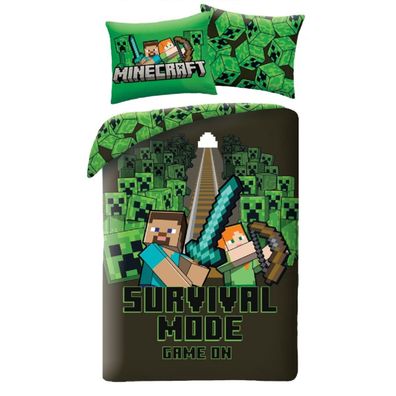 Minecraft Bettwäsche Set aus Mikrofaser Bettdeckenbezug 140 × 200 cm mit 70 × 90