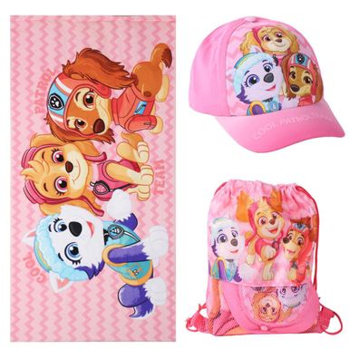 Paw Patrol Kinder Set mit Strandtuch 70 × 140 cm Turnbeutel und Baseballkappe