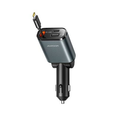 Joyroom JR-CCL07 3-in-1 Autoladegerät mit integriertem einziehbarem Kabel - Dunkel