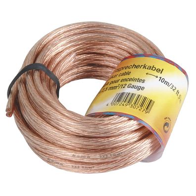 Hama Lautsprecherkabel 10m 2x 1,5mm Transparent Audio-Kabel