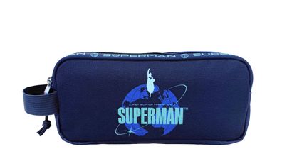Superman Mäppchen Blue Doppel Etui Federmäppchen für Schule und Alltag