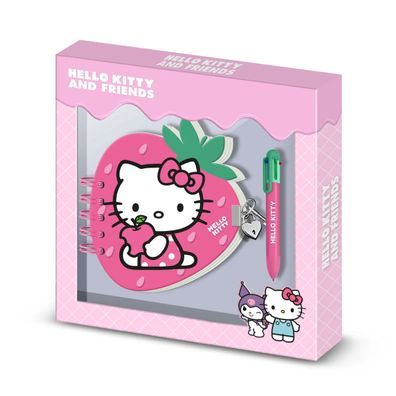 Hello Kitty Tagebuch Set mit 6 Farb Kugelschreiber Schloss und Schlüssel